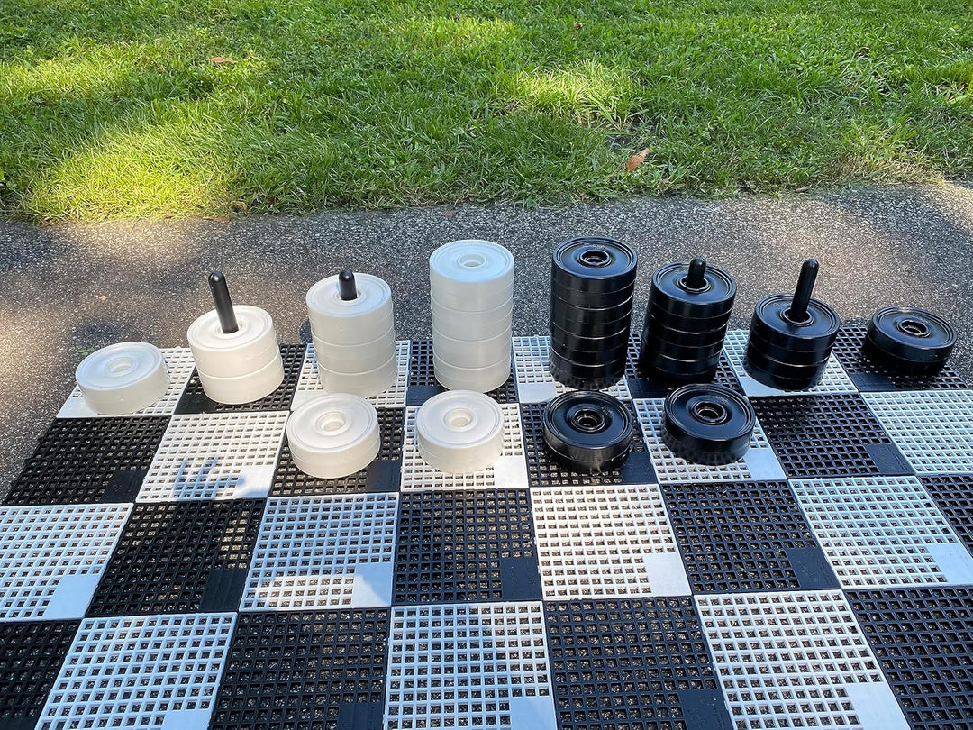 Rolly Toys 218899 - rollyDamespiel klein (Outdoorspiel, 12x weisse Steine / 12x schwarze Steine, ø F