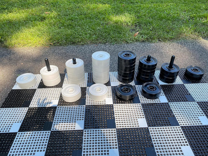 Rolly Toys 218899 - rollyDamespiel klein (Outdoorspiel, 12x weisse Steine / 12x schwarze Steine, ø F