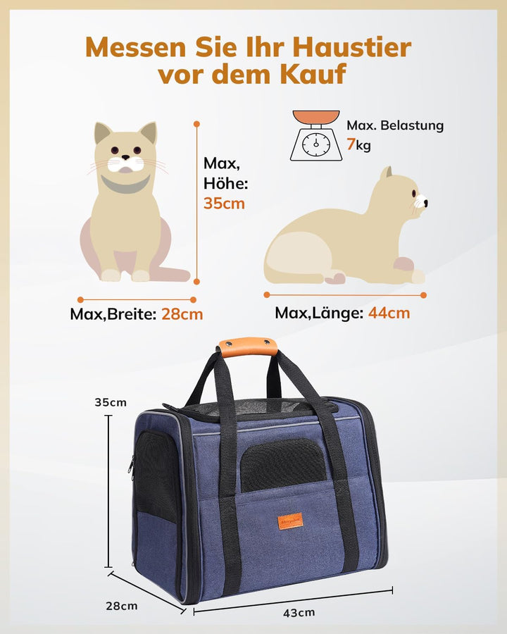 Morpilot Katzentransportbox für grosse Katzen und Welpen bis 7kg, Katzenbox Hundetasche mit Sicherhe