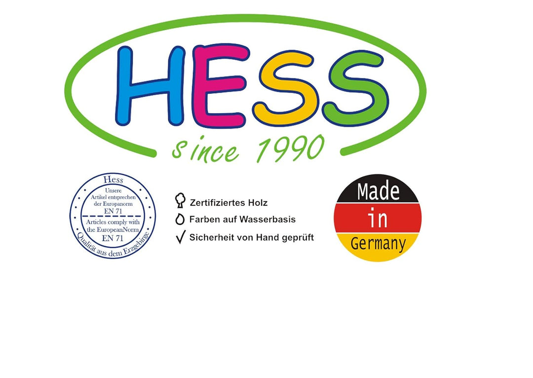 Hess Holzspielzeug 30346 - Garderobe aus Holz für Kinder, Serie Zwerg, mit 5 Haken, ca. 35 x 24 x 6,