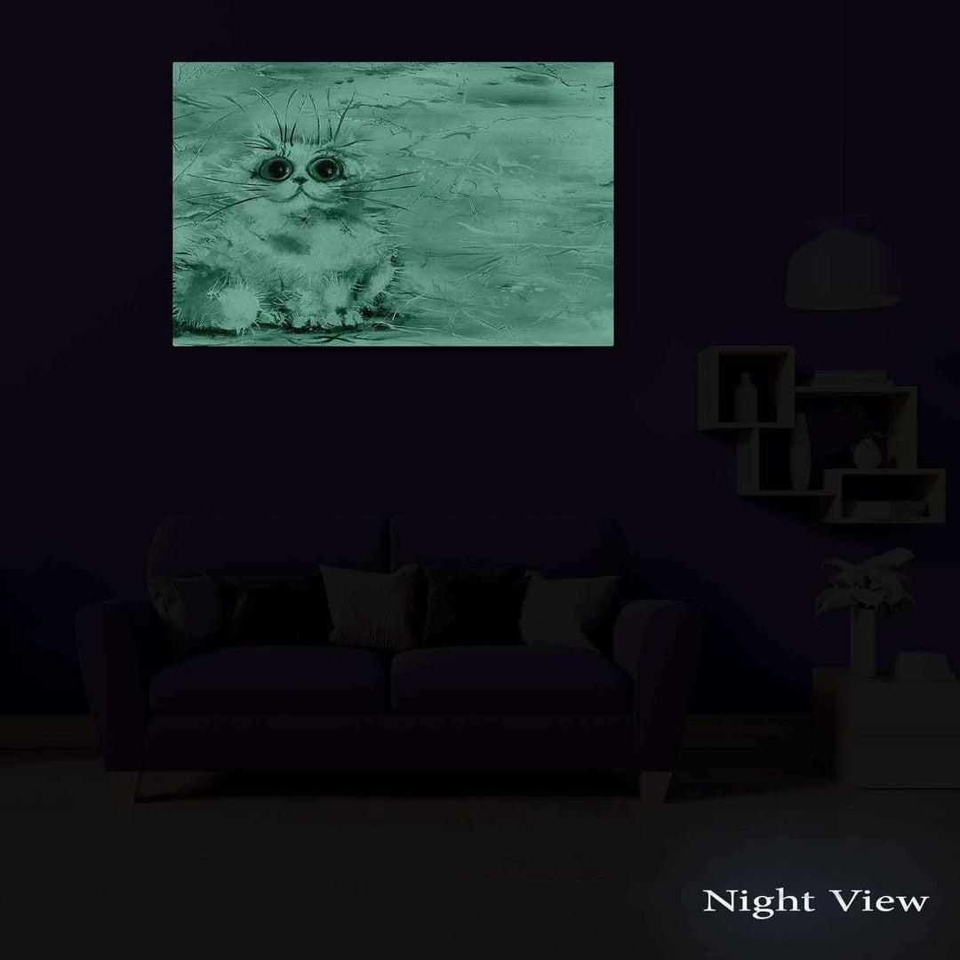 Startonight Bilder Nette Farbige Katze für Kinder, Leinwandbilder Moderne Kunst, Tiere Wanddeko Kuns