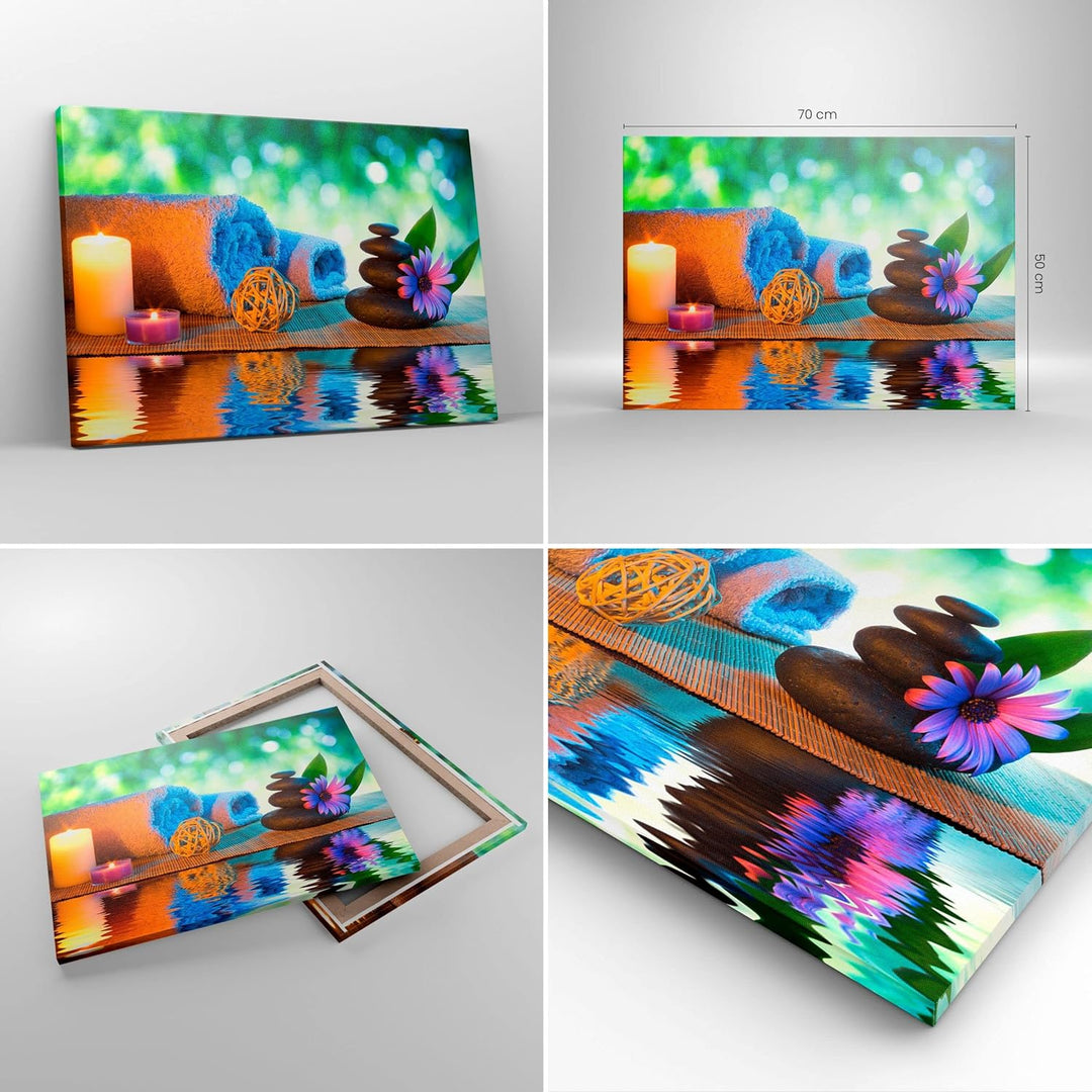 Bilder auf Leinwand Natur Entspannung Spa Kerzen Leinwandbild 70x50cm Wandbilder Dekoration Wohnzimm