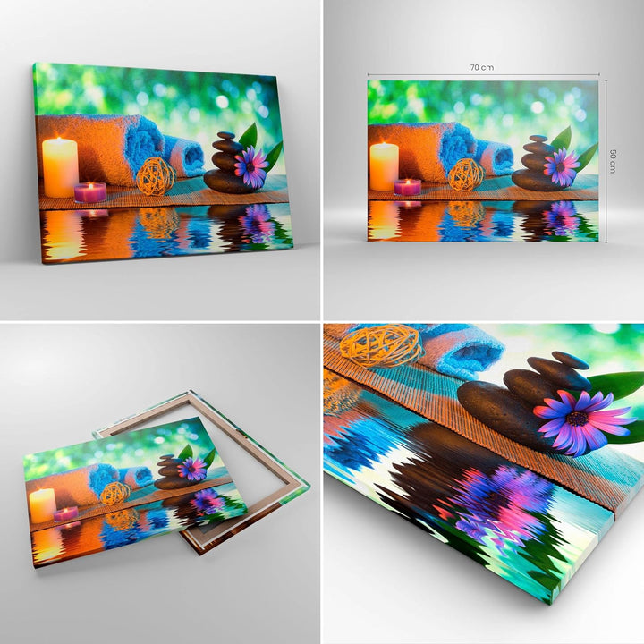 Bilder auf Leinwand Natur Entspannung Spa Kerzen Leinwandbild 70x50cm Wandbilder Dekoration Wohnzimm