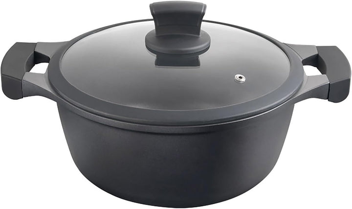Metaltex XPERT - Deep Cast Aluminum Casserole 20 cm with Tempered Glass Lid Hoher Kochtopf 20 cm, Ho