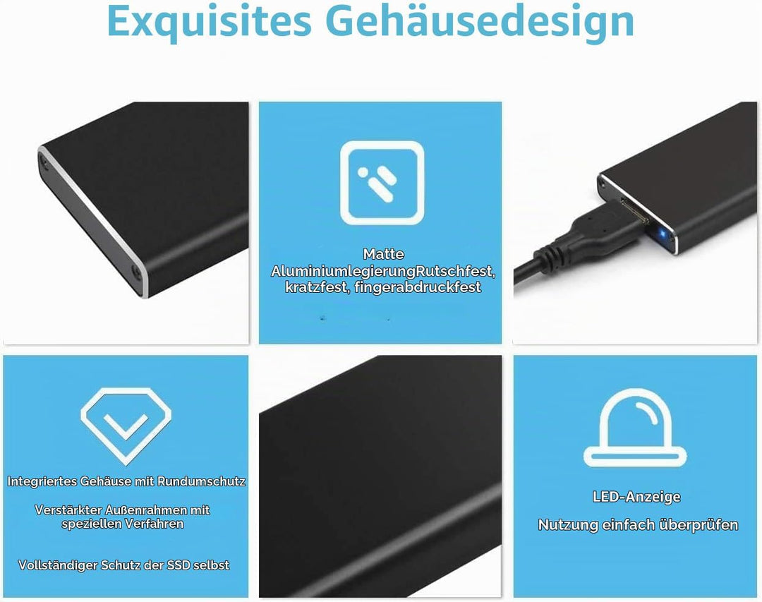USB 3.0 UASP zu mSATA 3030/3050 SSD SuperSpeed Adapter, Aluminium Externe Festplatte Gehäuse für Sam