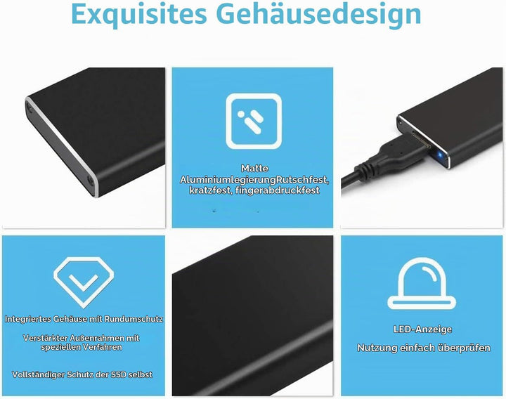 USB 3.0 UASP zu mSATA 3030/3050 SSD SuperSpeed Adapter, Aluminium Externe Festplatte Gehäuse für Sam