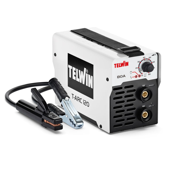Telwin T-ARC 120 MMA Inverterschweissgerät für das Elektrodenschweissen mit Schweisszubehör, 80A, 80