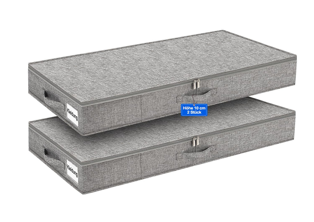 Unterbett-Aufbewahrungsbox flach 85 x 40 x 10 cm, Leinen mit PP-Innenverstärkung, 2-Wege-Reissversch