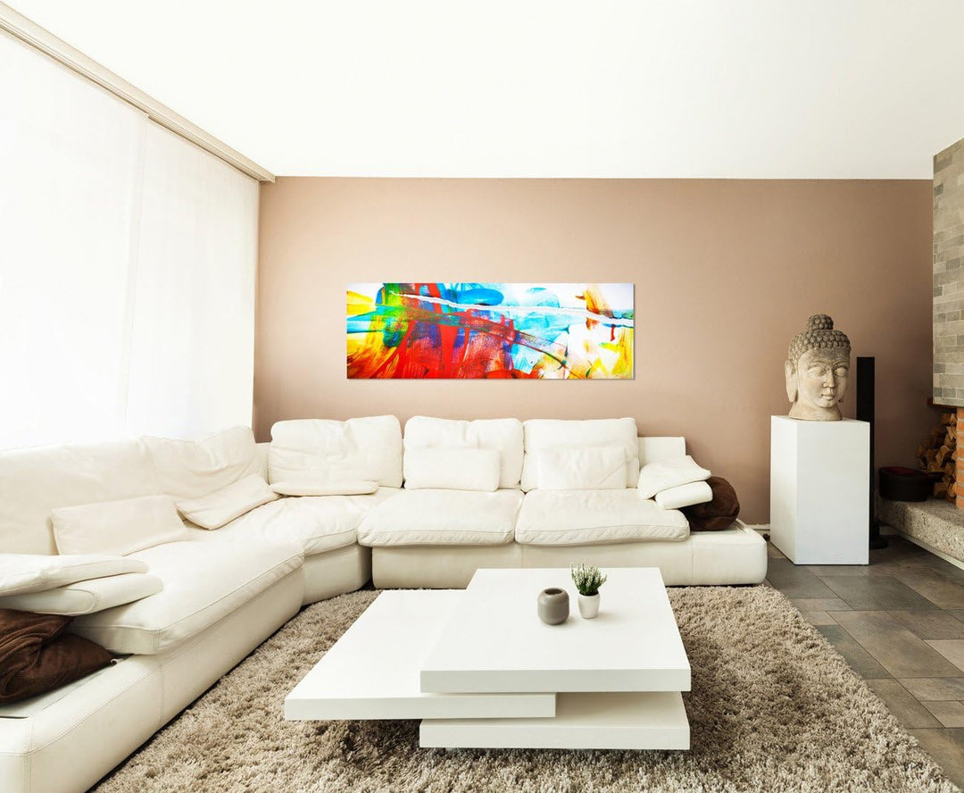 Paul Sinus Art Panoramabild auf Leinwand und Keilrahmen 150x50cm Malerei abstrakt bunt