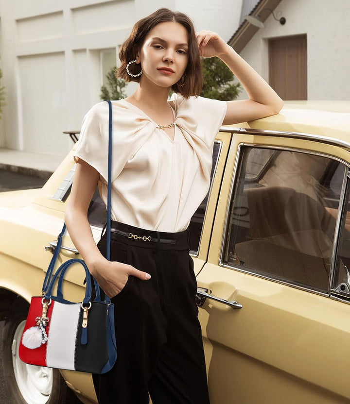 DORRISO Damen Handtasche Mode Pompons Anhänger Umhängetasche Elegantes Casual Reise Handtasche Fraue