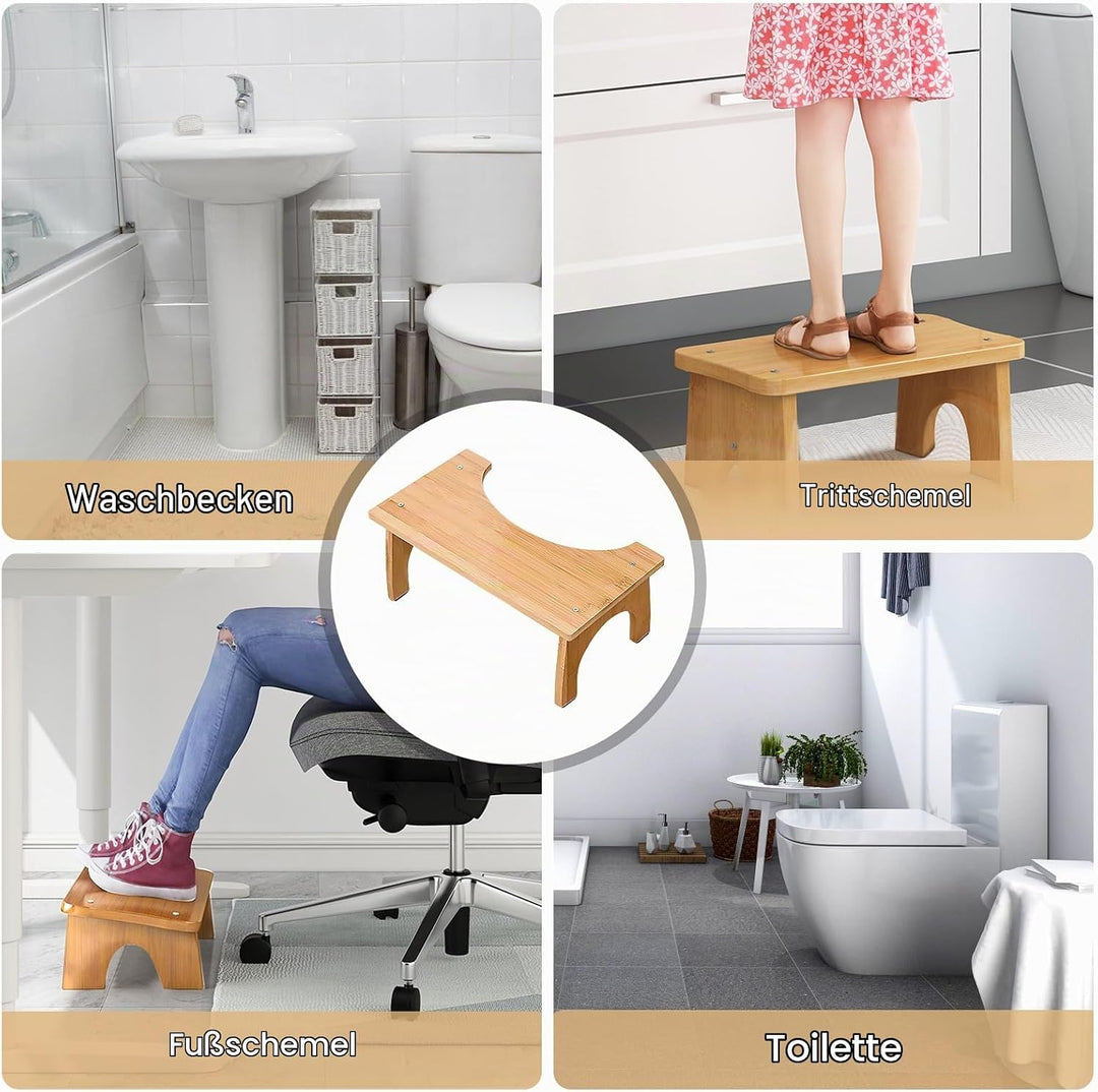 SUNOYA Anti-Rutsch WC-Hocker aus Holz für Erwachsene, tragbar im Badezimmer
