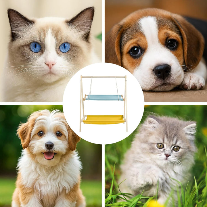Katzenbett Hängematte Katzenbetten Holz Doppelstock Haustier Katzenmöbel Hängematte für Katzen &amp; Kle