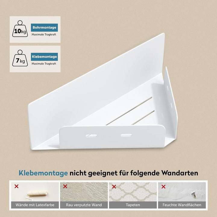 doporro Duschablage ohne Bohren Ecke, Duschregal ohne Bohren zum Kleben, Eckregal Bad, Badregal ohne