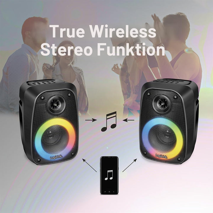 LogiLink SP0065 - BT 5.0 TWS-Lautsprecher (True Wireless Stereo) zum einfachen Koppeln eines weitere