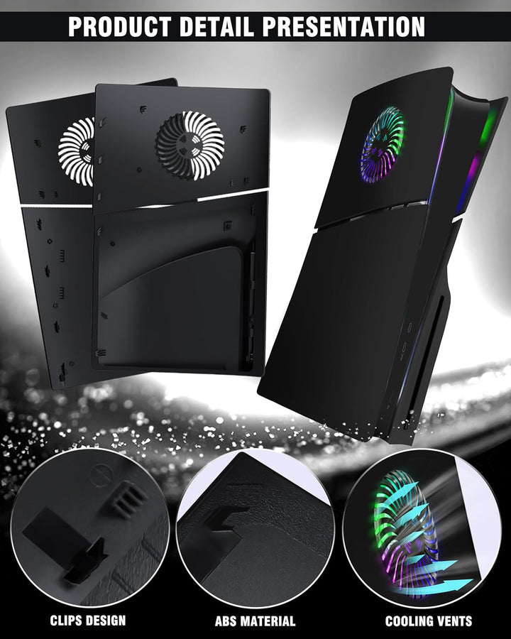 Joso Frontblende für PS5 Slim Disc Edition, Kratzfeste, staubdichte Ersatzhülle mit RGB-Ring, Abdeck