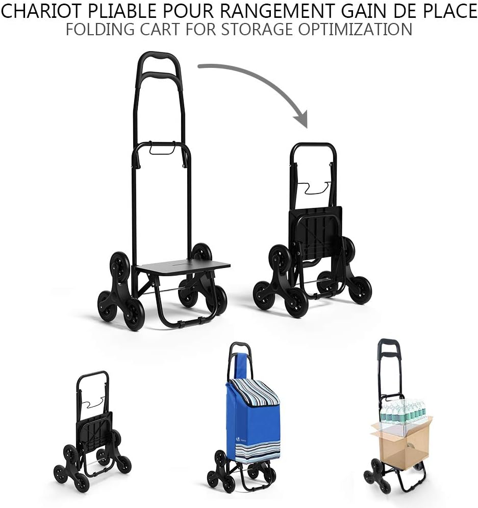 VOUNOT Einkaufstrolley Treppensteiger mit 3 Räder, Trolly Einkaufswagen Klappbar, Wasserdichter, 32L