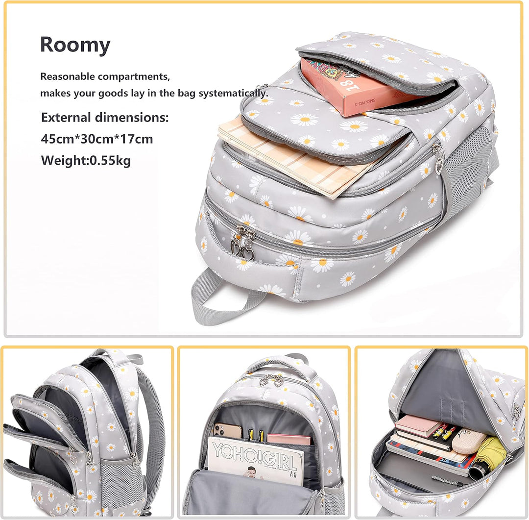 TCYIN Rucksack Mädchen Damen Schulrucksack Floral Backpack for Teenager Girls Modisch Schultasche fü