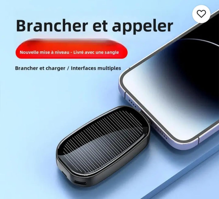 Tragbarer Solar-Ladeadapter mit mehreren Anschlüssen, Schwarz, kompatibel mit Smartphones