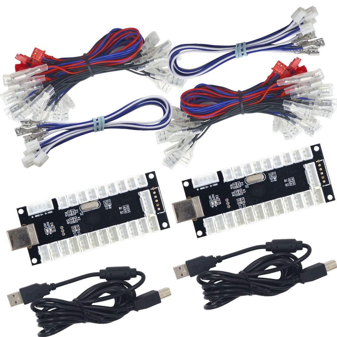 SJ@JX 2 Player LED USB Encoder zu Arcade Joystick und LED Arcade Tasten für PC, MAME und Raspberry P