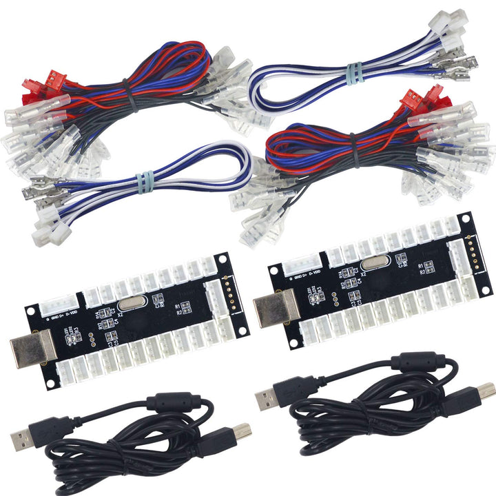 SJ@JX 2 Player LED USB Encoder zu Arcade Joystick und LED Arcade Tasten für PC, MAME und Raspberry P