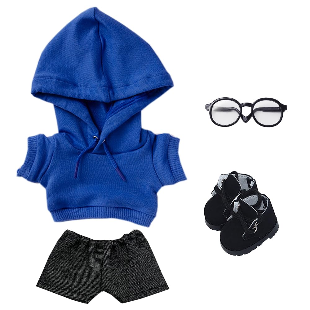 niannyyhouse Lose solide Kapuzenpullover, Jeans, Brille, hohe Lederschuhe, 10 cm, 15 cm, 20 cm, Plüs