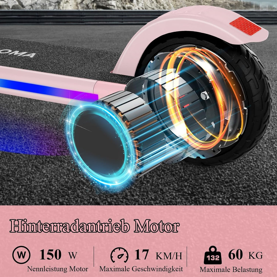 Caroma E Scooter Kinder von 6-14 Jahren, 180W Motor, 16 km/h, E Roller Kinder, Einstellbare Geschwin