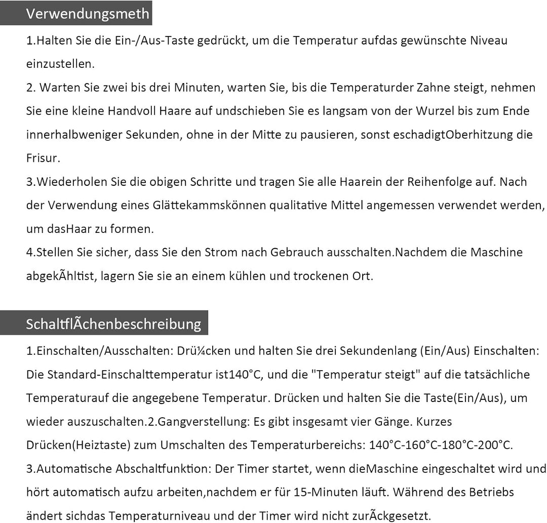Kabellose Glättbürste, 3D Tragbare Mini-Haarglätterbürste, 140-200℃ 4 Temperatureinstellungen, Negat