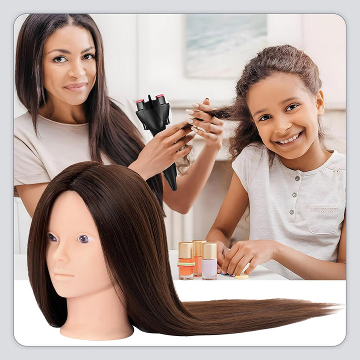 Neverland 28 Zoll Frisierkopf Friseure Übungskopf Trainingsköpf 60% Echthaar Puppenkopf zum Frisiere