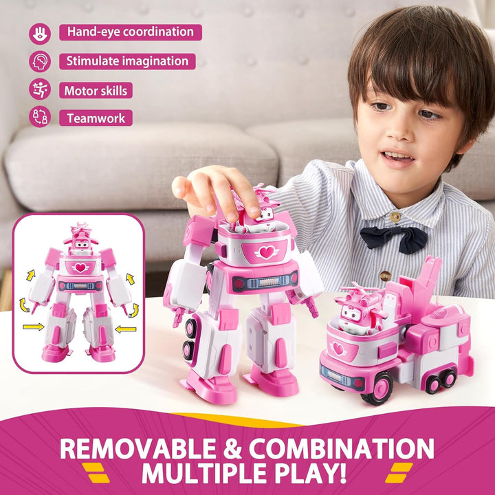 Super Wings EU720314 - Transformations-Fahrzeug Dizzy Rescue Tow, ca. 14,5 cm grosse Spiel-Figur für