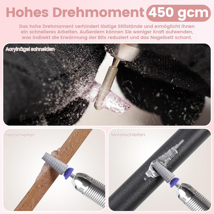 Elektrische Nagelfräser 35000 U/min, Delanie Wiederaufladbare Fräser für gelnägel Nagellack, Manikür