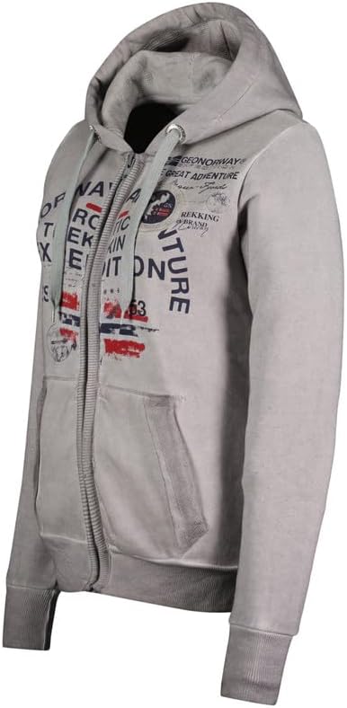 Geographical Norway Gergen Lady - Sweatjacke Damen Hoodie Zip mit Kapuze Taschen - Pullover Langarm