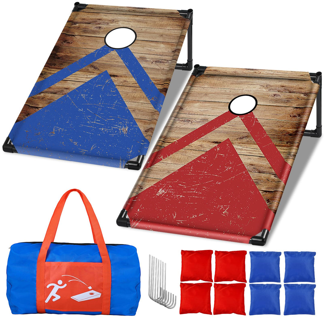 NZQXJXZ Cornhole Spiel Outdoor, Tragbar Cornhole Toss Set mit 8 Cornhole Säckchen und Tragetasche fü