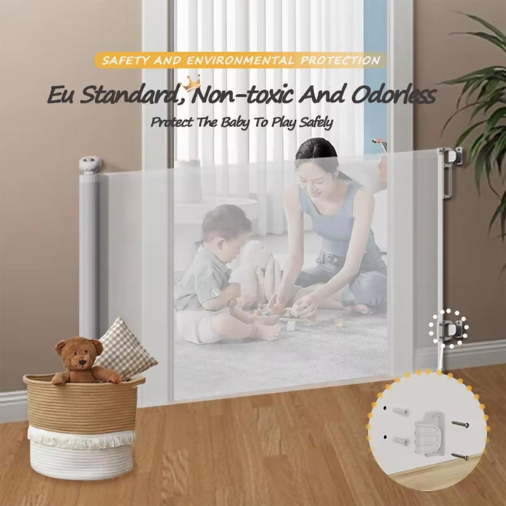 einziehbares Babygitter, 87 cm x 130 cm, Treppenschutzgitter, Rolle für Babys und Haustiere, Hunde,