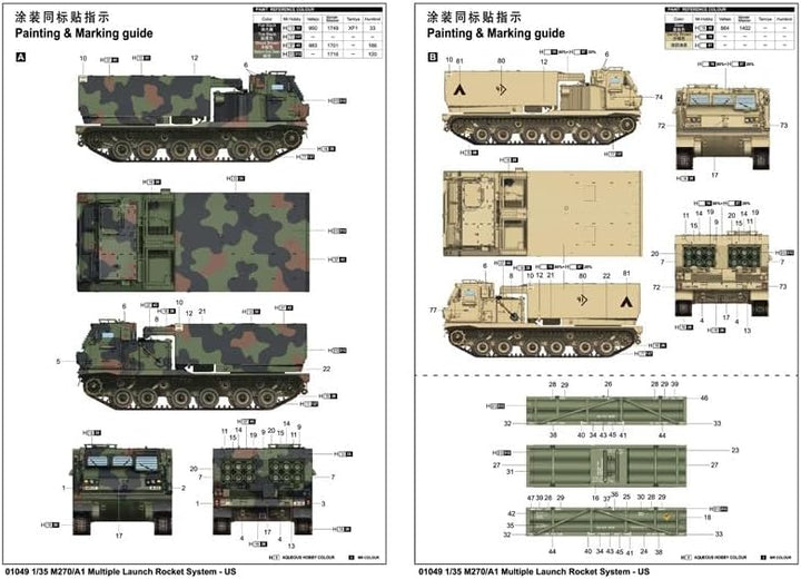 Trumpeter 751049 Multiple Launch Rocket System-US 1/35 M270/A1 Raketenwerfer-Sys Modellbausatz, vers