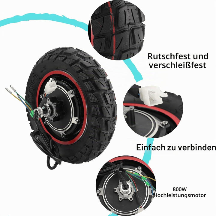 Elektroroller Nabenmotor Hinterrad für KUGOO M4 M4pro, 48V 800W 10 Zoll E-Roller Hinterrad Antriebsm