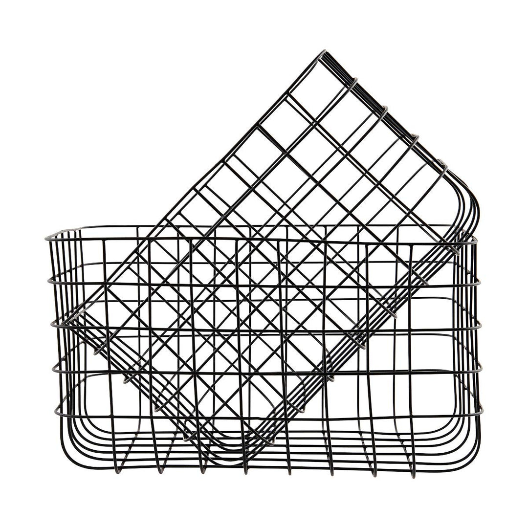 House Doctor 205340389 Korb, Simply, Schwarz, Set von 2 Grössen, S: 24x32 cm, L: 28x36 cm, h: 20 cm,