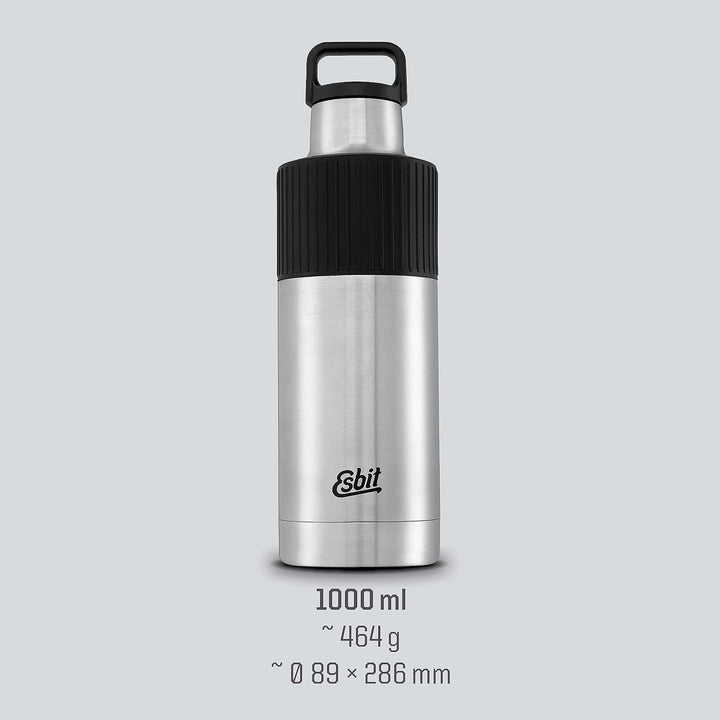 Esbit Isolierflasche Sculptor - Edelstahl Trinkflasche 1000 ml mit Manschette - für warme und kalte
