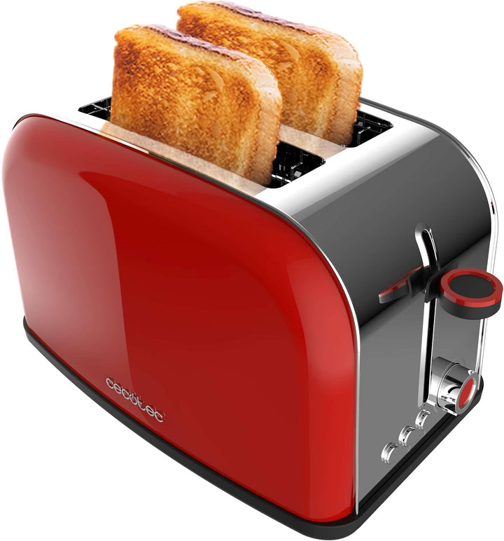 Cecotec Vertikaler Toaster Toastin' time 850 Red Lite, 850W, Kapazität für 2 Toasts, Breiter Schlitz