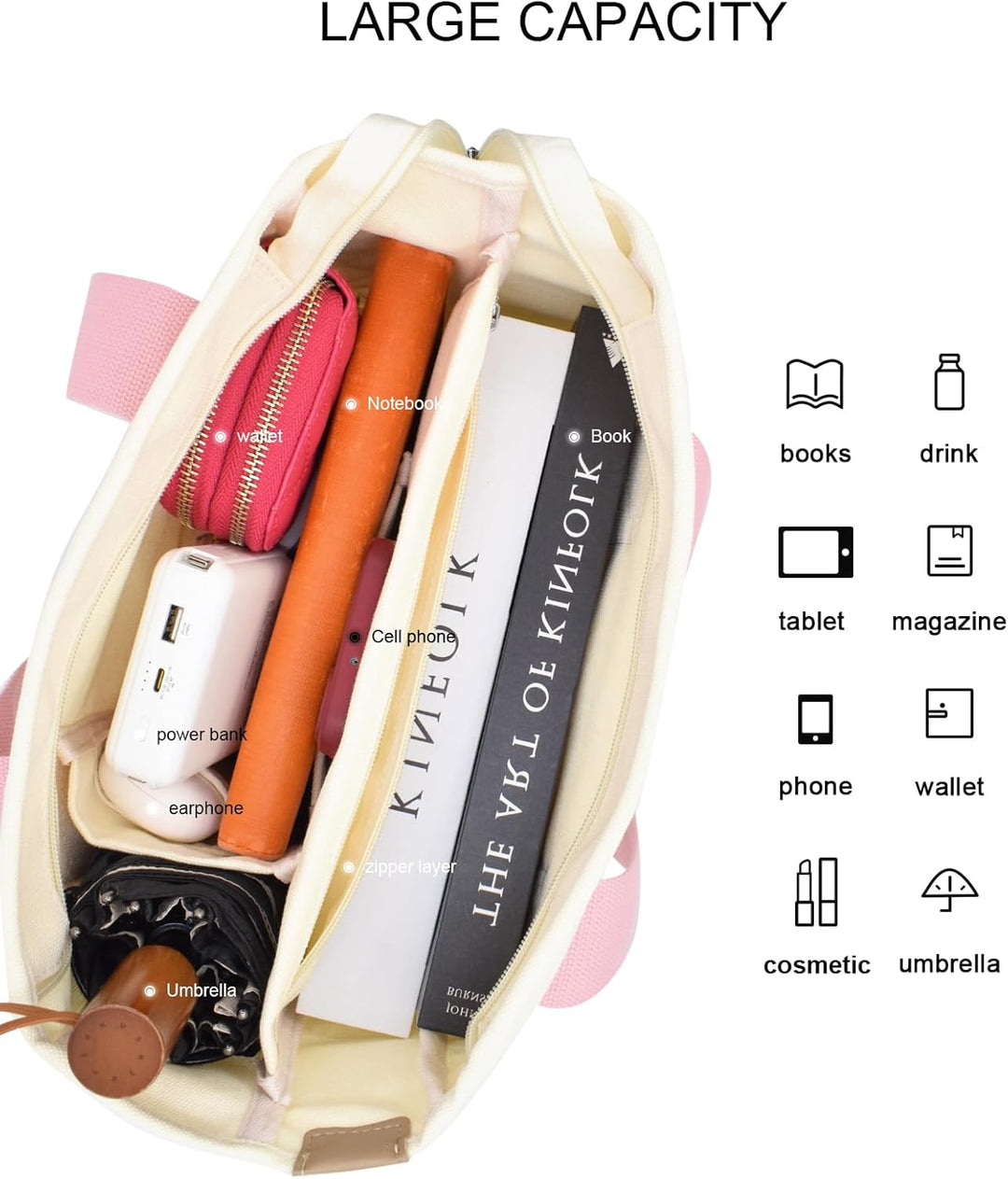TeeYee Damen Mittelgross Handtasche Canvas Satchel Tote Bag Schultertasche Shopper für Bücher Alltag