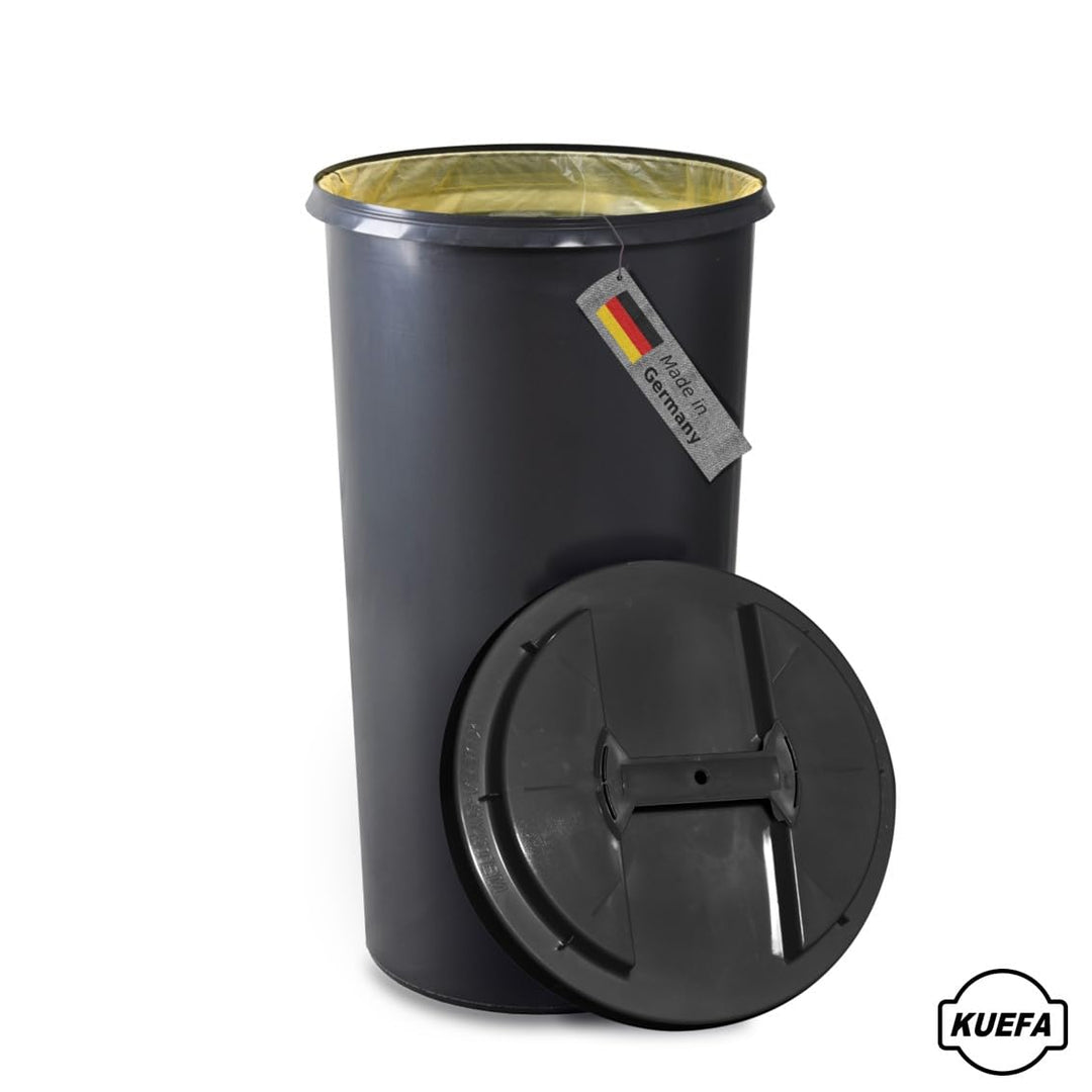 KUEFA BSC 60L Mülleimer, Müllsackständer, Gelber Sack Ständer inkl. Klemm-Ring für Müllbeutel, extra