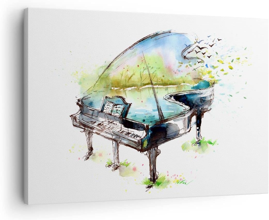 Bilder auf Leinwand Klavier Natur Musik Eleganz Leinwandbild 70x50cm Wandbilder Dekoration Wohnzimme