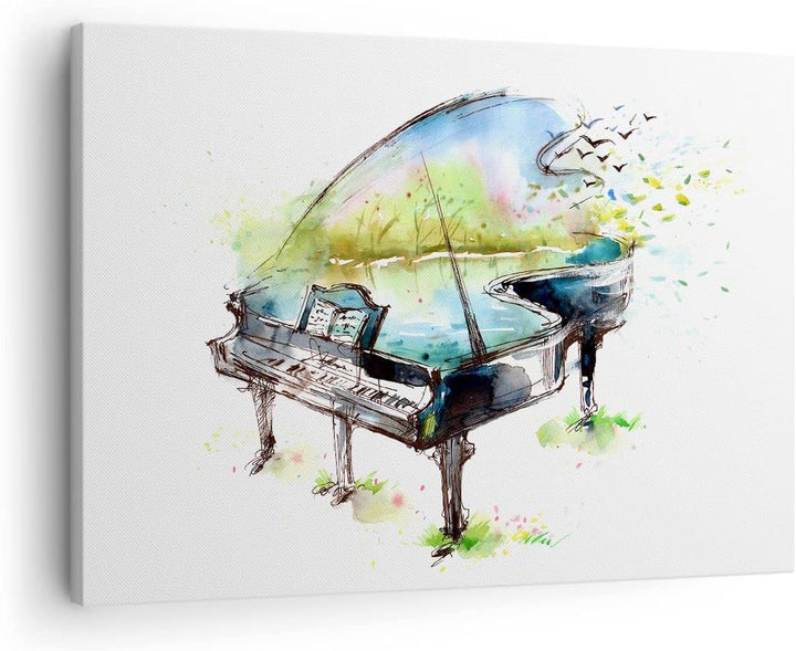 Bilder auf Leinwand Klavier Natur Musik Eleganz Leinwandbild 70x50cm Wandbilder Dekoration Wohnzimme