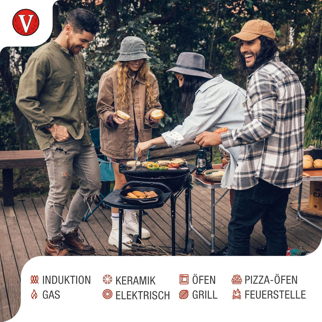 Victoria Runde Pfanne aus Gusseisen mit Doppelschlaufen-Griffen, hergestellt in Kolumbien 13 Inch, 1