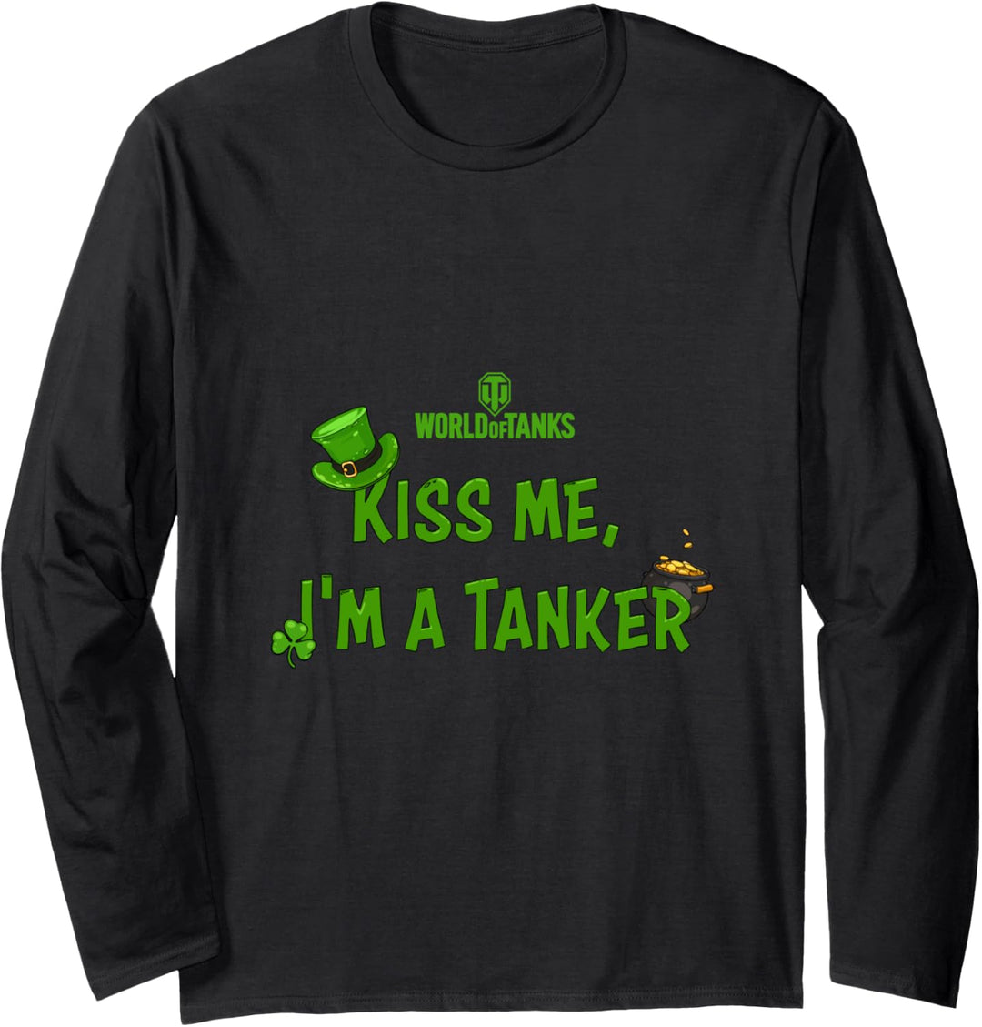 World of Tanks St. Patrick's Day "Kiss Me I'm a Tanker" Langarmshirt