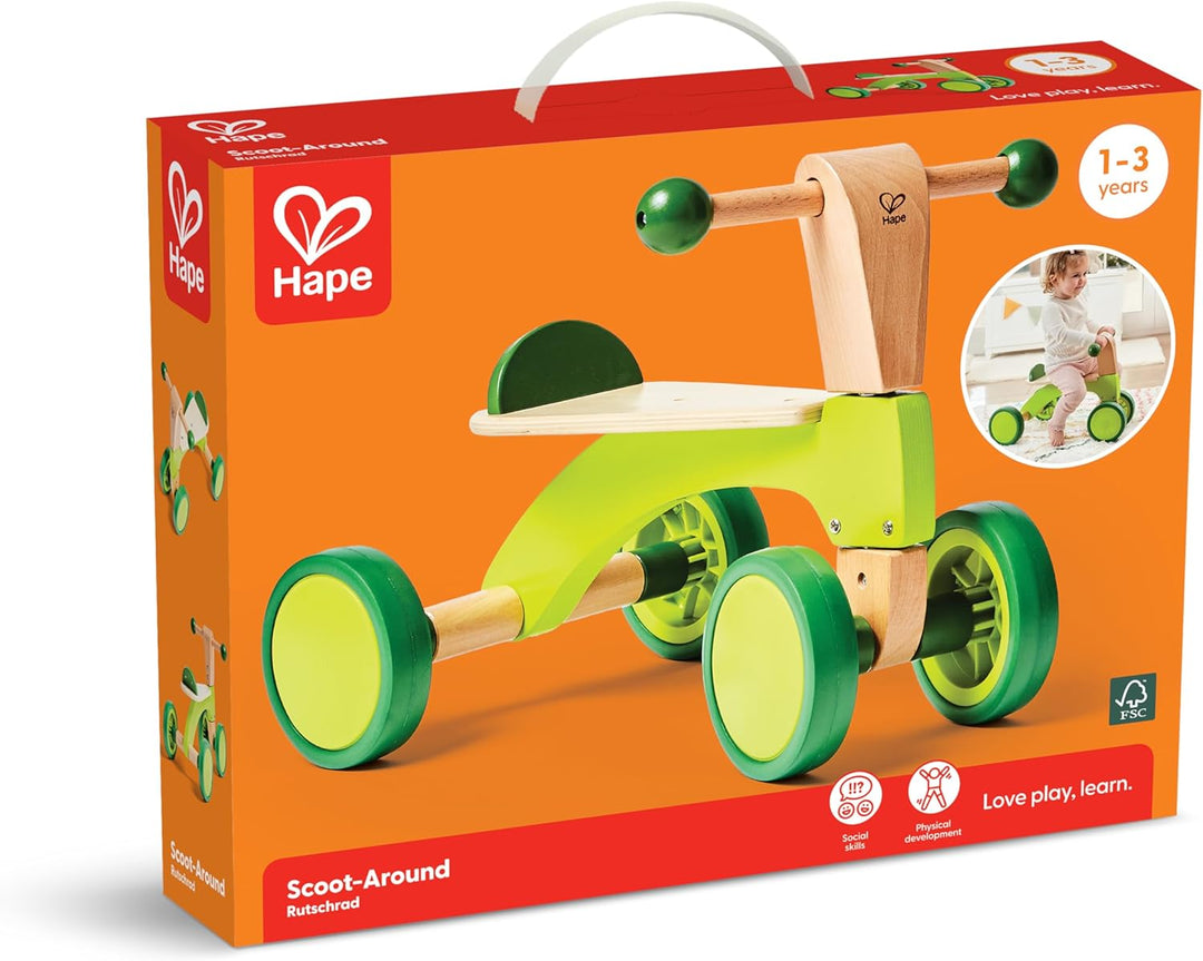Hape Rutschrad mit Gummirädern, kippsicheres Lauflern- und Motorikspielzeug, stabile Rückenstütze, R