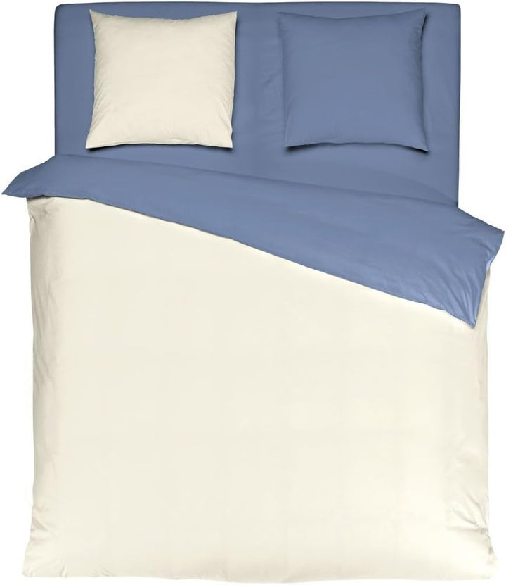 MISTRAL HOME Uni Einfarbig Wende Bettwäsche Edel Perkal 100% Ägyptische Baumwolle, Farbe:Pristine-So