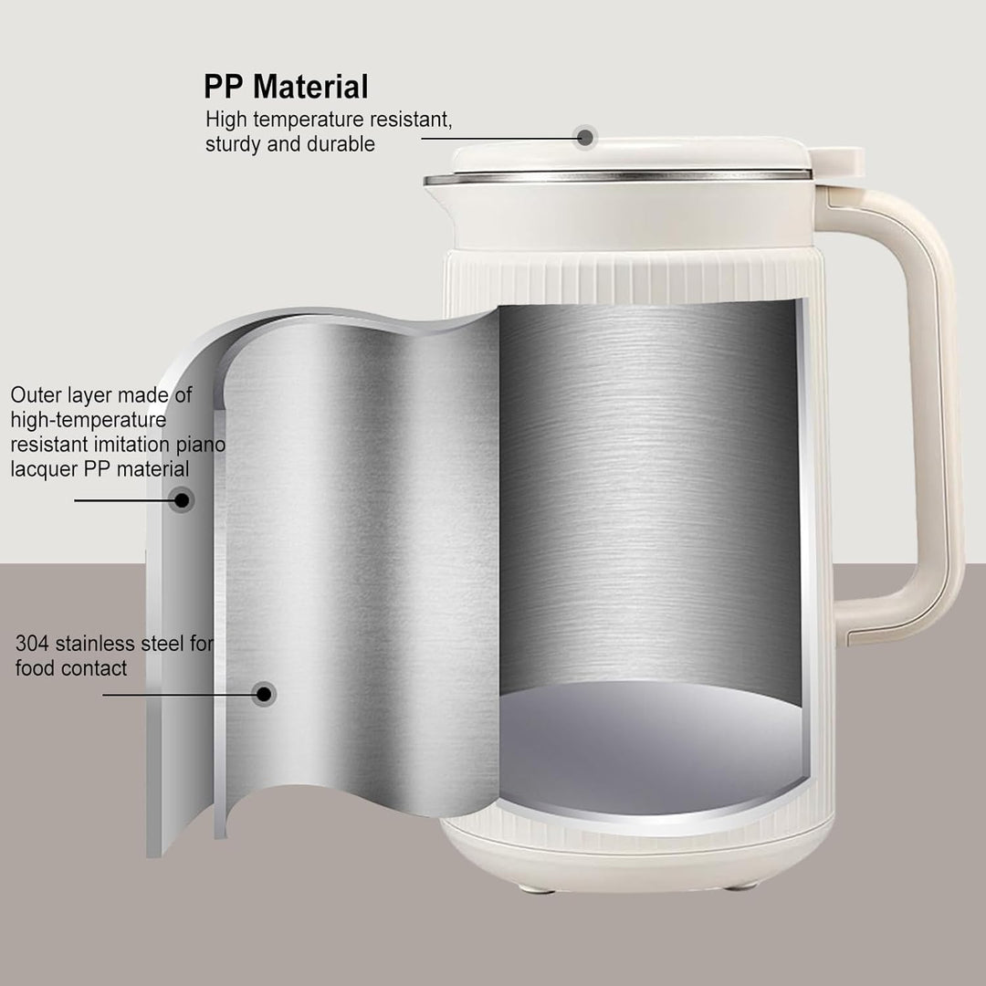 Nussmilchmaschine, 1200ml Pflanzenmilchbereiter mit 48 Klingen, LED Anzeige, 8 Stunden Warmhaltefunk