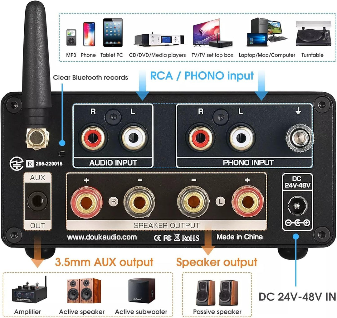 HiFi Bluetooth TPA3255 Digitaler Verstärker VU Meter Plattenspieler Stereo Amplifier (ST-01 Plus) ST