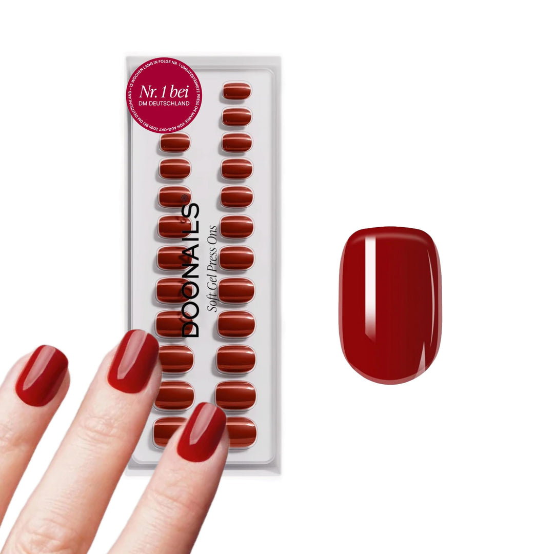 DOONAILS – Press On Nails 30er Set Mon Cheri Square Form Rot– Nägel zum Aufkleben Full Cover in Salo