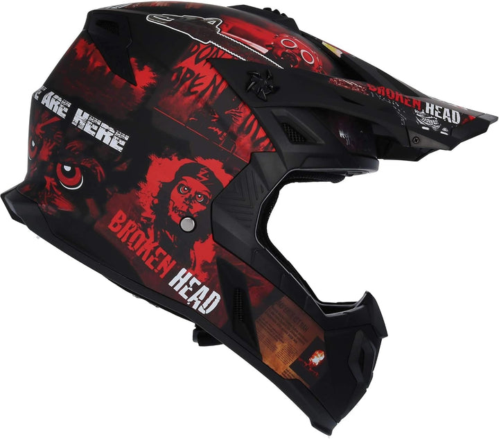 Broken Head Motocross-Helm Resolution Rot - MX-Helm - Supermotohelm Mattschwarz-Rot S (55-56 cm) Cro